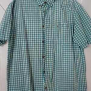 Wrangles Men's Gingham Western Style Button Up Shirt size L